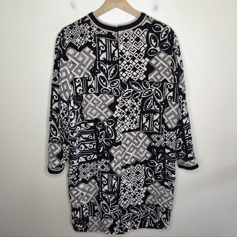 Vintage Anne Crimmins For Umi Collection Geometric 100% Silk Dress Size 14 - Picture 4 of 4